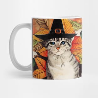 Cat in witch hat Halloween Mug